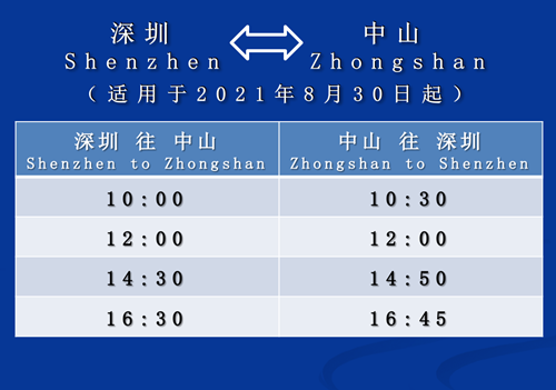 8月30日起深圳機(jī)場(chǎng)碼頭往返珠海和中山船班恢復(fù)至每日14個(gè)班次