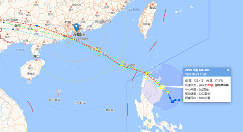 2022第9號(hào)臺(tái)風(fēng)馬鞍最新消息 馬鞍會(huì)經(jīng)過深圳嗎