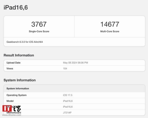 蘋果M4款iPad Pro跑分曝光：單核性能強勁，多核能力卓越