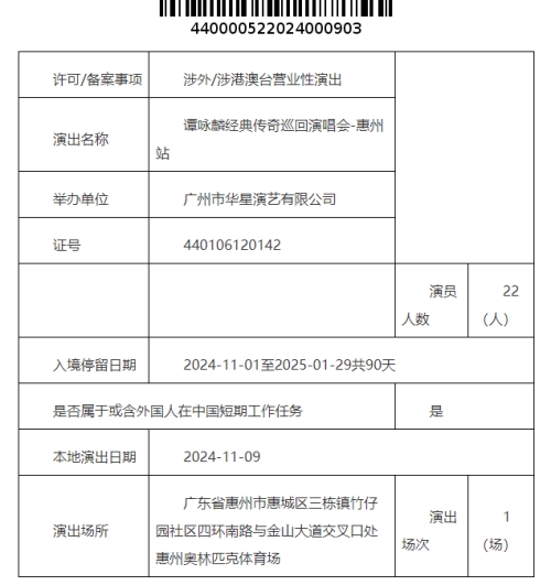 2024譚詠麟惠州演唱會(huì)安排詳情